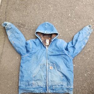 Vintage Thrashed carhartt denim duck jacket